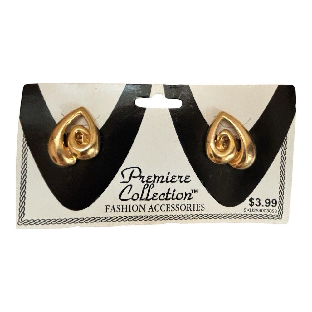 Vintage Premiere Collection Gold Tone Heart Swirl Shoe Clips 1980s Retro Charm